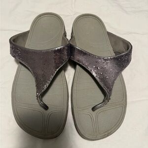 Fitflop Women's Sequin Toe-Post Sandals in Gray
